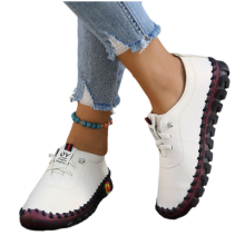 Leather Slip-on Loafers for Women, Handmade Soft Shoes with Non-Slip Breathable Soft Bottom, Good Arch Support Round Toe Flat Loafers, Comfy