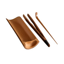 Tea Ceremony Set with Bamboo Accessories Scoop Tongs and Leaf Holder for Traditional Chinese Tea