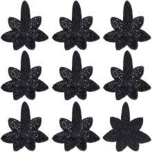 10PCS Black Lace Flower Patch Sequin Embroidery Appliques Glitter Gauze Sew on Patches for Wedding Bridal Dress Craft Party
