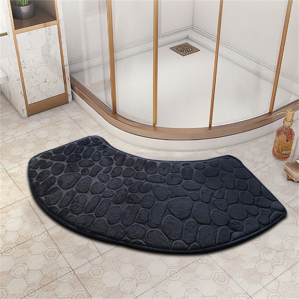 Curved Bath Rug Mat Microfibre Quadrant Bath Rug Anti-Slip Bathroom Carpet Rugs Corner Bath Mat Carpet Fluffy Washable Curved Bath Mat 12x39 inch