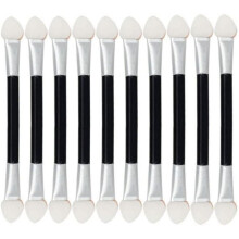 Makeup Brush Set 12 PCS Disposable Dual Sided Oval Sponge Tipped Makeup Eyeshadow Brush Applicator Tool (Black)