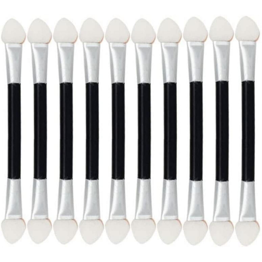 Makeup Brush Set 12 PCS Disposable Dual Sided Oval Sponge Tipped Makeup Eyeshadow Brush Applicator Tool (Black)