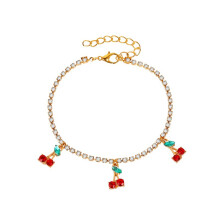 2024 New Rhinestone Anklet Bracelets Tennis Chain Cherry Bracelet Anklet Foot Chain Bracelet Armlet Rhinestone Bridal Wedding For Women Body Jewelry