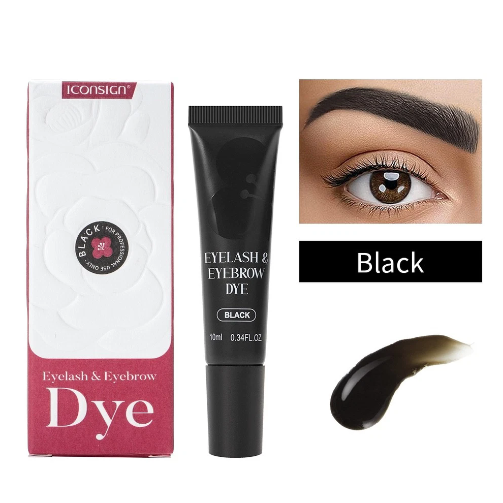 Gopatriot Memory Black (Black) Henna Eyebrow Eyelash Tint Lasting Brow Dye Cream Kit Professional Iconsign Set