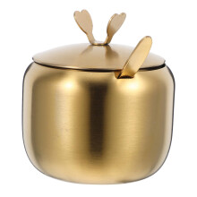 Stainless Steel Sugar Bowl with Lid and Spoon, Heat Resistant Spice Jar for Home Kitchen