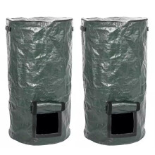 2 Pack Outdoor Compost Bin Bags with Lid, Large Garden Waste Bags with Sturdy Handles for Leaves
