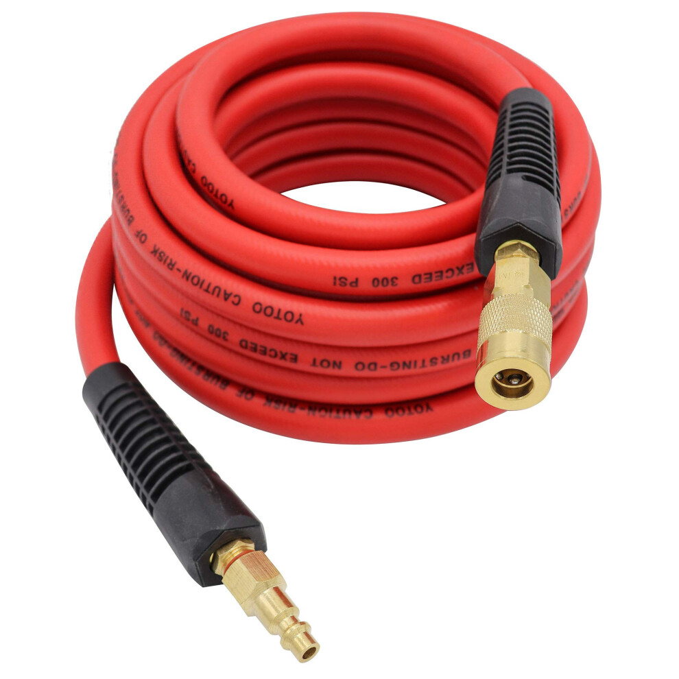 Air Compressor Hose 3/8 Inch X 25 Ft 300 Psi Heavy Duty Pvc Rubber, Kink Resistant, Allweather 9053599635321