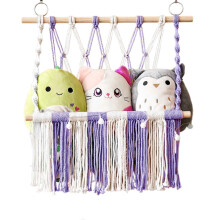 Stuffed Animal Storage Hammock with Boho Rope Design, Large Corner Toy Net for Kids Room Wall Mount