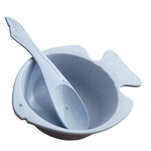 Wheat Straw Bowl with Spoon, Durable Fish Shaped Serving Bowl for Soup Salad Home and Restaurant