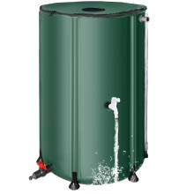 100 Gallon Collapsible Rain Barrel with Filter, Dual Spigots, Leakproof Foldable Rainwater Collection System Green
