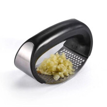 Stainless Steel Garlic Press with Ergonomic Rocking Design for Effortless Mincing and Cooking