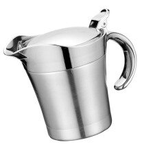 Stainless Steel Gravy Boat 450ml DoubleWalled Insulated with Hinged Lid and Wide Spout