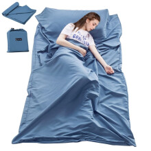 Sleeping Bag Liner with Breathable Silky Fabric Travel Sheet for Hotel and Camping Blue 82.7x45 Inch
