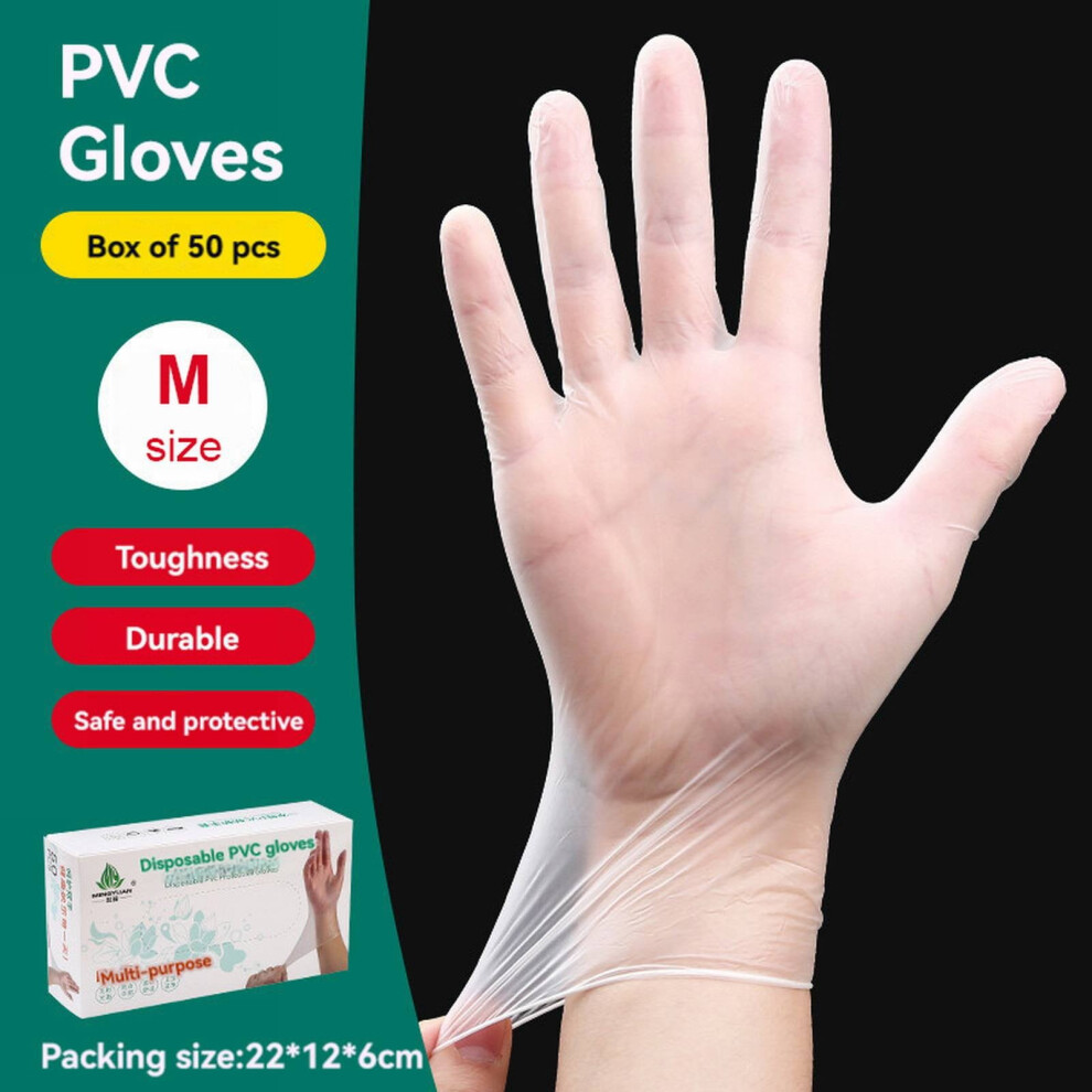 Savings! VISALY 50PCS Disposable Vinyl Gloves Latex Powder Clear Plastic Gloves for Cooking House Clean Food Prep