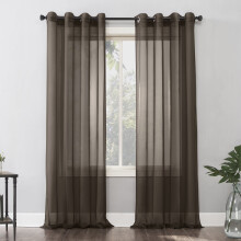No. 918 Emily Voile Sheer Grommet Curtain Panel, 59"x84", Sable Brown