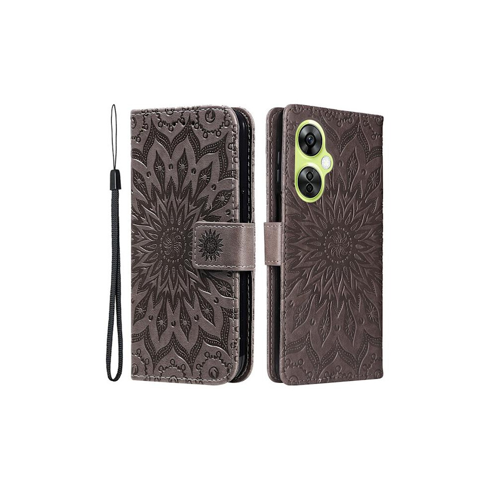 Skalo Compatible With Oneplus Nord Ce 3 Lite 5G Mandala Wallet Case - Gray 9377112322223
