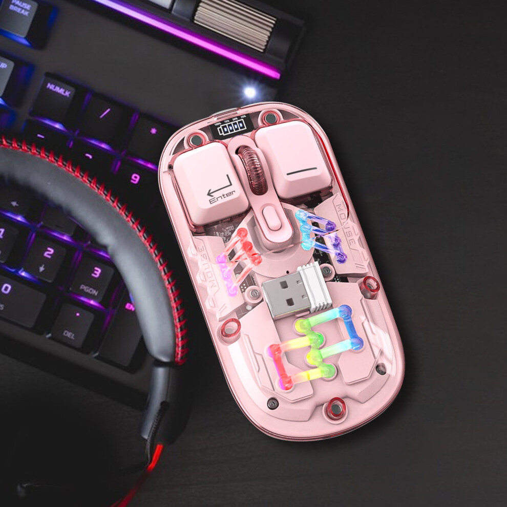 Rnemite-Amo Transparent Wireless Mouse 2.4G/Bluetooth 5.0, Type-C Rechargeable, Rgb Lighting, Standard Magnetic Design 9377112323176
