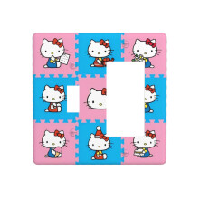 Hello Kitty Christmas Print Wall Panel Decor, Compatible with Switch, 4.5x4.5in PC Cover for Home Bedroom Kitchen Decoration