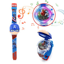 Children's Superhero Flip Music Watch Cartoon Luminous Belt Watch Captain America