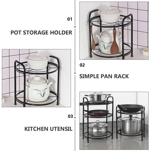 Kitchen Storage Rack TwoLayer Adjustable Pot and Pan Organizer for Cabinet Space Saving Black 1