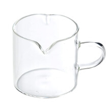 Glass Creamer Pitcher 4oz Heat Resistant Glass with Handle Double Spout Mini Milk Jug for Coffee