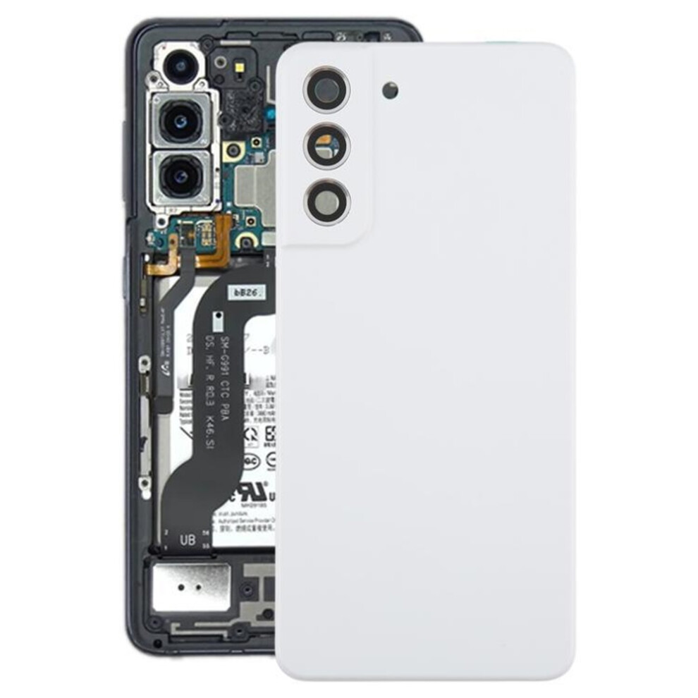 (White) For Samsung For Galaxy S21 Fe Back Cover With Camera Lens Cover White 6931449732532