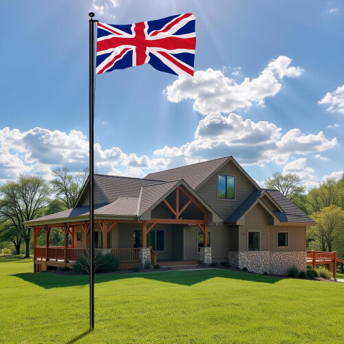 (Black) 25FT Aluminium Sectional Flagpole Kit, Detachable Flag Pole