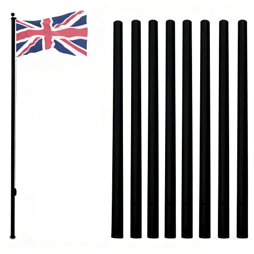(Black) 25FT Aluminium Sectional Flagpole Kit, Detachable Flag Pole 2