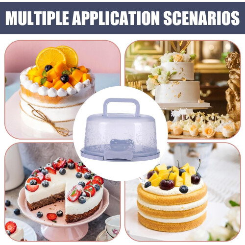 Cake Carrier with Lid, Leakproof Locking Seal, 22cm Round Plastic Cake Storage Container Blue 2