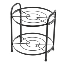 TwoTier Pot Rack Organizer Adjustable Black Metal Kitchen Storage Shelf for Pans Pots Cookware