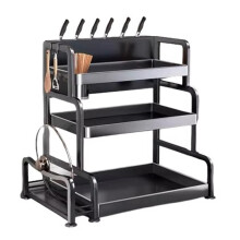 Kitchen Storage Rack with MultiLayer Knife Holder Cutting Board Slot and Chopstick Cage Organizer