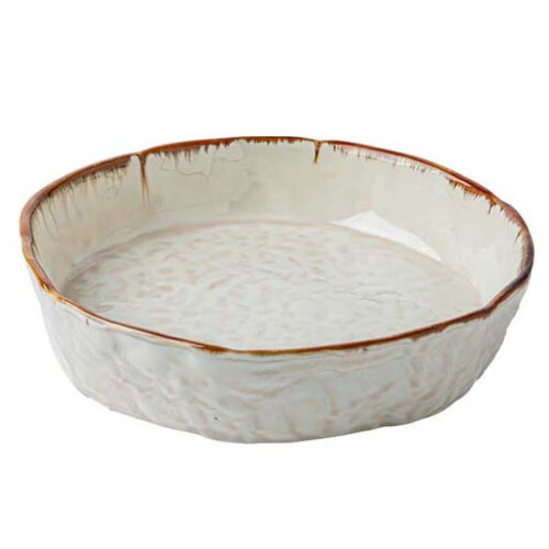 8 Inch Ceramic Serving Bowl with Irregular Wave Texture, 870ml Large Capacity Soup Plate