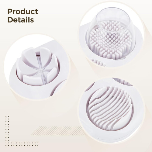 3in1 Egg Slicer and Cutter with Dicer Striper for HardBoiled Eggs, MultiCut Easy Clean Kitchen Tool 2