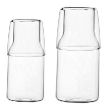 Glass Water Carafe with Cup Set, Large Borosilicate Glass Pitcher for Bedroom, Milk and Juice