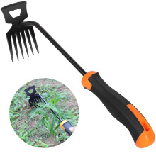 Long Handle Garden Weed Puller with Heavy Duty Manganese Steel 6Tooth Head for Backyard and Farm