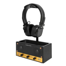 Retro Rock Headphone Stand with Writable Label and Adjustable Desk Organizer Storage