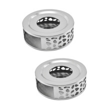 2pcs Stainless Steel Tea Warmer and Coffee Heater for Home Office Cafe Milk Heating Stove Silver