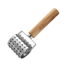 Stainless Steel Meat Tenderizer Roller with Wooden Handle for Beef Chicken Fish – Heavy Duty Needle Blades