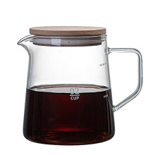 Glass Coffee Pot 500ml Borosilicate Heat Resistant with Acacia Wood Lid and Smooth Pour Spout