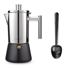 Stainless Steel Moka Pot 12 Cup Gunmetal Black Stovetop Espresso Maker with Coffee Scoop