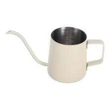Stainless Steel Gooseneck Coffee Kettle with Measurement Scale White Pot for Precision Pour Over Brewing