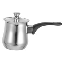 Stainless Steel Turkish Coffee Pot with Lid for Quick Brewing and Milk Frothing, Stovetop and Camping Use