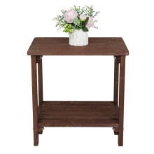 Zimtown Outdoor Patio Wood 19" Rectangular Side Table, Wooden Coffee Table for Indoor and Outdoor, Carbonized Color