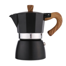 100ml Aluminum Moka Pot 2 Cup Stovetop Espresso Maker with Ergonomic Wood Handle for Camping