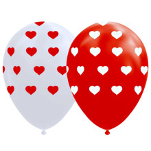 Red & White Heart Balloons - 8-pack, Perfect for Valentine's Day, Kids' Parties, Birthdays & Romantic Events - Multicolor
