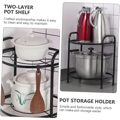 TwoLayer Kitchen Pot Rack Pan Organizer Shelf with SpaceSaving Vertical Design and Detachable Layers 2