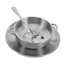 Stainless Steel Dessert Bowl with Handles and Saucer, Vintage Coffee Tea Cup for Ice Cream and Latte Ref: 8871