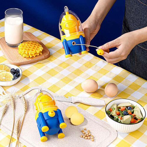 Egg Scrambler Golden Egg Maker with Pull Rope for Even YolkWhite Mixing, 360 Silicone Protection 1