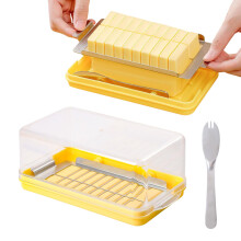 16oz Stainless Steel Butter Cutter Dish with BuiltIn Slicer for Easy Butter Cutting and Storage