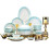 Ceramic Dinnerware Set Microwave and Dishwasher Safe Scratch Resistant 8 Inch Square Plates 3